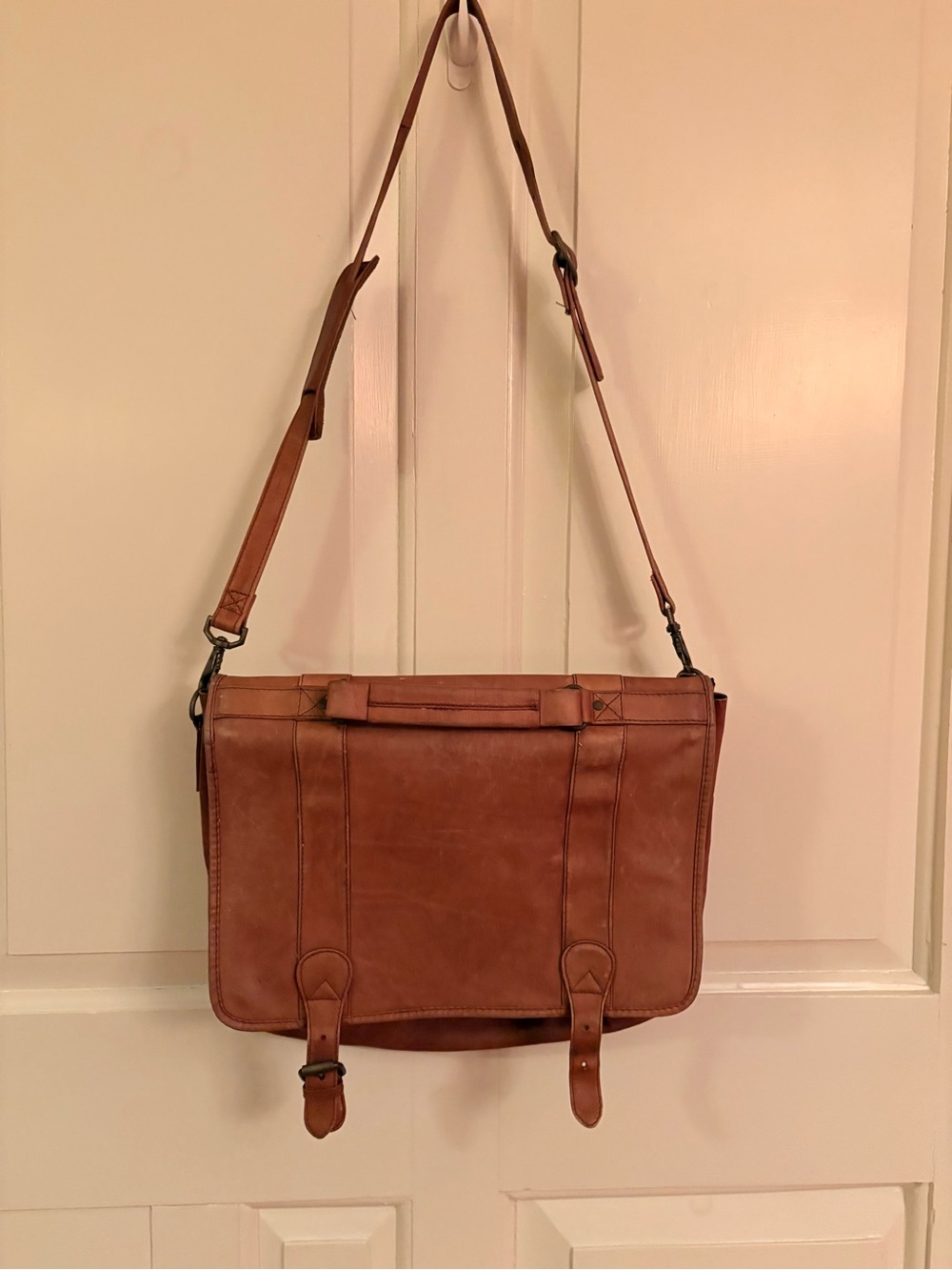 Vintage Style Distressed Brown Leather Messenger Bag Laptop Briefcase Satchel